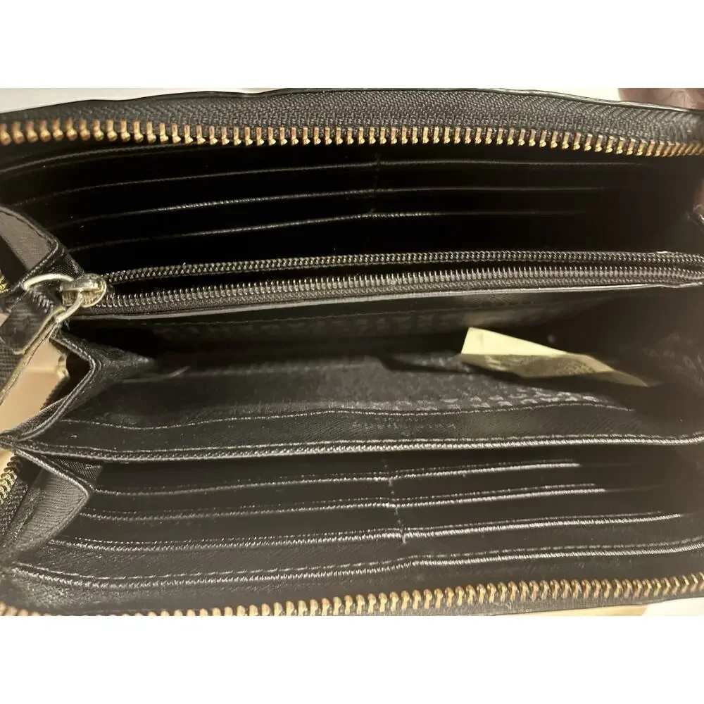 Kate Spade New York Black Solid Logo Zip-Around Wallet Credit Card Holder